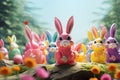 Colorful and whimsical Easter bunny figurines