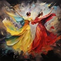 Colorful Whirlwind: Abstract Dancers in a Mesmerizing Dance of Colors Royalty Free Stock Photo