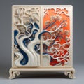 Ethereal Trees Cabinet With Elaborate Johnson Tsang Style Painting Royalty Free Stock Photo