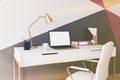 Colorful white home office closeup toned Royalty Free Stock Photo