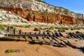 Colorful white-red cliffs in Hunstanton UK,interesting for biologists and geologists