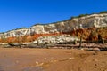 Colorful white-red cliffs in Hunstanton UK,interesting for biologists and geologists