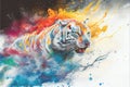 Colorful white Siberian tiger painting Royalty Free Stock Photo