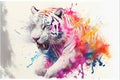 Colorful white Siberian tiger painting