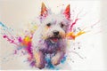 Colorful white West Highland Terrier dog painting Royalty Free Stock Photo