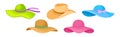 Colorful Wide-brimmed Felt or Cloth Hat Vector Set