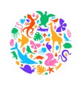 Colorful wild animal icon circle shape isolated Royalty Free Stock Photo