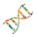 Colorful wild animal icon dna science concept
