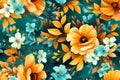 colorful wild flowers image with flowers watercolor wallpapers, in the style of dark turquoise and light amber, swirling ,