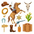 Colorful Wild West Elements Set