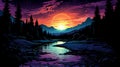 Colorful Wilderness Hd Wallpaper Dan Mumford Style With Romantic Riverscapes