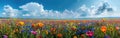 Colorful Wildflower Meadow Panorama Background - Scenic Blumenwiese Hintergrund