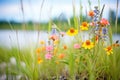 colorful wildflowers blooming along a marsh edge