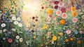 Colorful Wildflowers Meadow Oil Painting Royalty Free Stock Photo