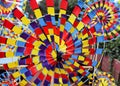 The colorful wind wheel toy background.