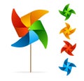 Colorful Windmill Set. Vector Royalty Free Stock Photo
