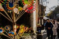 Colorful windmills and strollers basking in winter afternoon sun,Chengdu