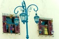 Colorful windows and lanterns in Caminito, La Boca, Buenos Aires, Argentina Royalty Free Stock Photo