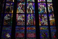 Colorful window of St. Vitus Cathedral in Prague