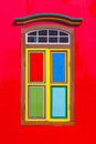 Colorful windows and details on a colonial house in Little India Royalty Free Stock Photo