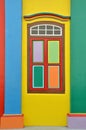 Colorful windows and details on a colonial house in Little India Royalty Free Stock Photo