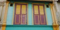 Colorful windows at the old house in Singapore Royalty Free Stock Photo