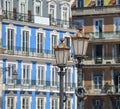 Colorful windows with ornamental old typical portuguese tiles on the streets of Lisbon, Portugal Royalty Free Stock Photo