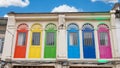 Colorful windows Sino-Portuguese style architecture at Phuket Thailand Royalty Free Stock Photo