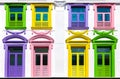 Colorful windows and white building facade Royalty Free Stock Photo