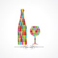 Colorful wine bottle and glass