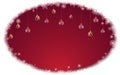 Colorful winter frozen banner with red and gold Christmas balls and place for text. Frame made of hoarfrost and frozen snow in the Royalty Free Stock Photo