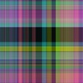 Colorful winter masculine seamless plaid texture. Multicolor space dyed effect checker background. Woven tweed pattern