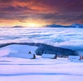 Colorful winter morning in mountains. Royalty Free Stock Photo