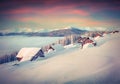 Colorful winter morning in mountains.