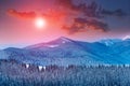 Colorful winter morning in the mountains. Royalty Free Stock Photo