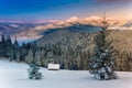 Colorful winter morning in the mountains at sunshine. Royalty Free Stock Photo