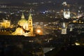 Winter night Prague City with St. Nicholas` Cathedral, Czech Republic Royalty Free Stock Photo