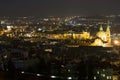 Winter night Prague City with St. Nicholas` Cathedral, Czech Republic Royalty Free Stock Photo