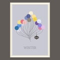 Colorful winter poster with Christmas tree