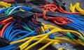 Colorful wire harness and plastic connectors for vehicles, automotive industry and manufacturing Royalty Free Stock Photo