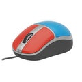 Colorful wired computer mouse with red, blue, and gray design Royalty Free Stock Photo