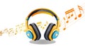 colorful wireless Headphone with simple music background Isolated Vector Eps File