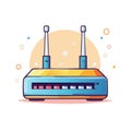 Colorful wireless internet router illustration with antennas representing network connectivity and data transfer Royalty Free Stock Photo