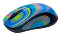 Modern Wireless Computer Mouse with Vibrant Abstract Swirl Pattern Isolated on White Royalty Free Stock Photo