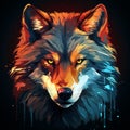 colorful wolf head on black background Royalty Free Stock Photo