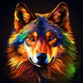 colorful wolf head on black background Royalty Free Stock Photo