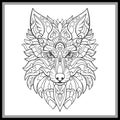 Colorful wolf head mandala arts isolated on black background