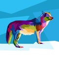 Colorful wolf pop art portrait isolated decoration poster design
