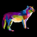 Colorful wolf pop art portrait isolated decoration