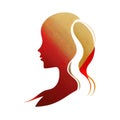 woman face silhouette with waves for cosmetics beauty salon logo design concept. Abstract female head silhouette for Royalty Free Stock Photo